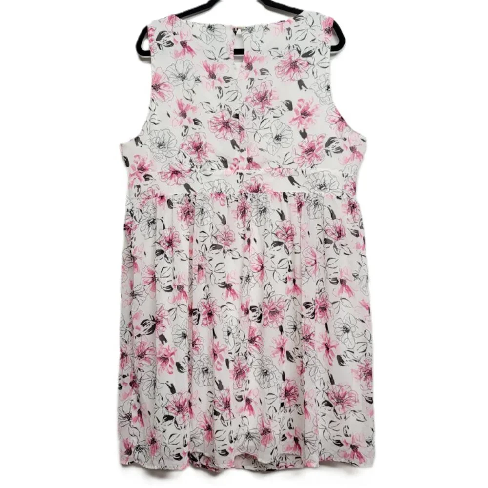 Torrid White Floral Chiffon Square Neck Skater Dress 20 - Picture 6 of 10